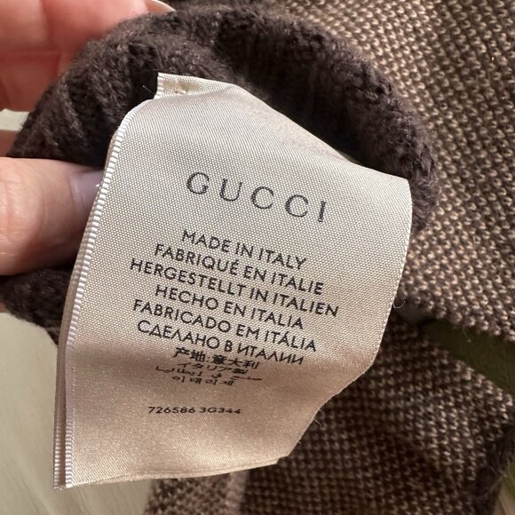NWT GUCCI  Cashmere GG Fingerless Gloves L Beige Dark Brown 100% Authentic - Picture 6 of 6